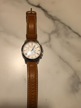 Fossil Brown Leather Strap Men's Chronograph Watch, needs a battery